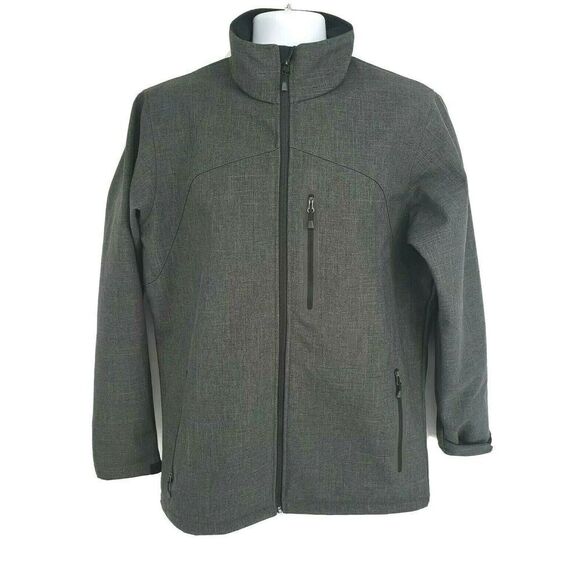 Columbia Mens Jacket Medium Water Repellent Gray Soft Shell Treasure Mountain - Picture 1 of 11